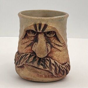 Vintage 70's signed Stoneware Pottery Ugly Man Mug